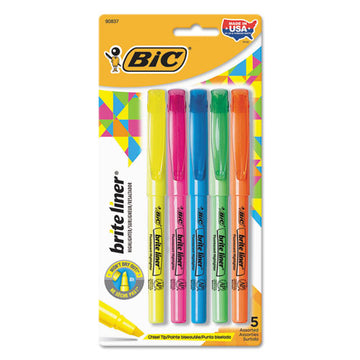 BIC® Brite Liner Highlighter, Assorted Ink Colors, Chisel Tip, Assorted Barrel Colors, 5-set freeshipping - TVN Wholesale